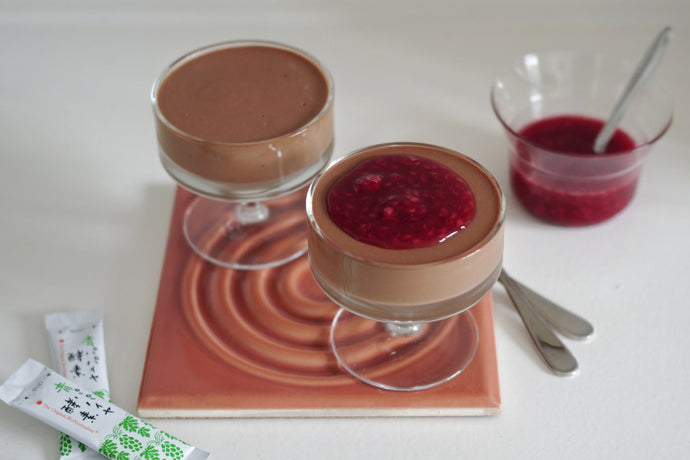 Yasue's Valentine's Day recipe 🍃  Vegan chocolate custard with raspberry sauce